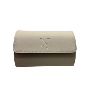 NJ Beige Luxury Leather Watch Roll – Double
